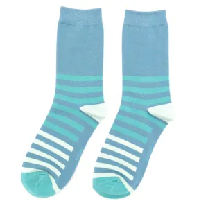Tonal Stripes Bamboo Socks in Denim  by Miss Sparrow, Size UK 4-7