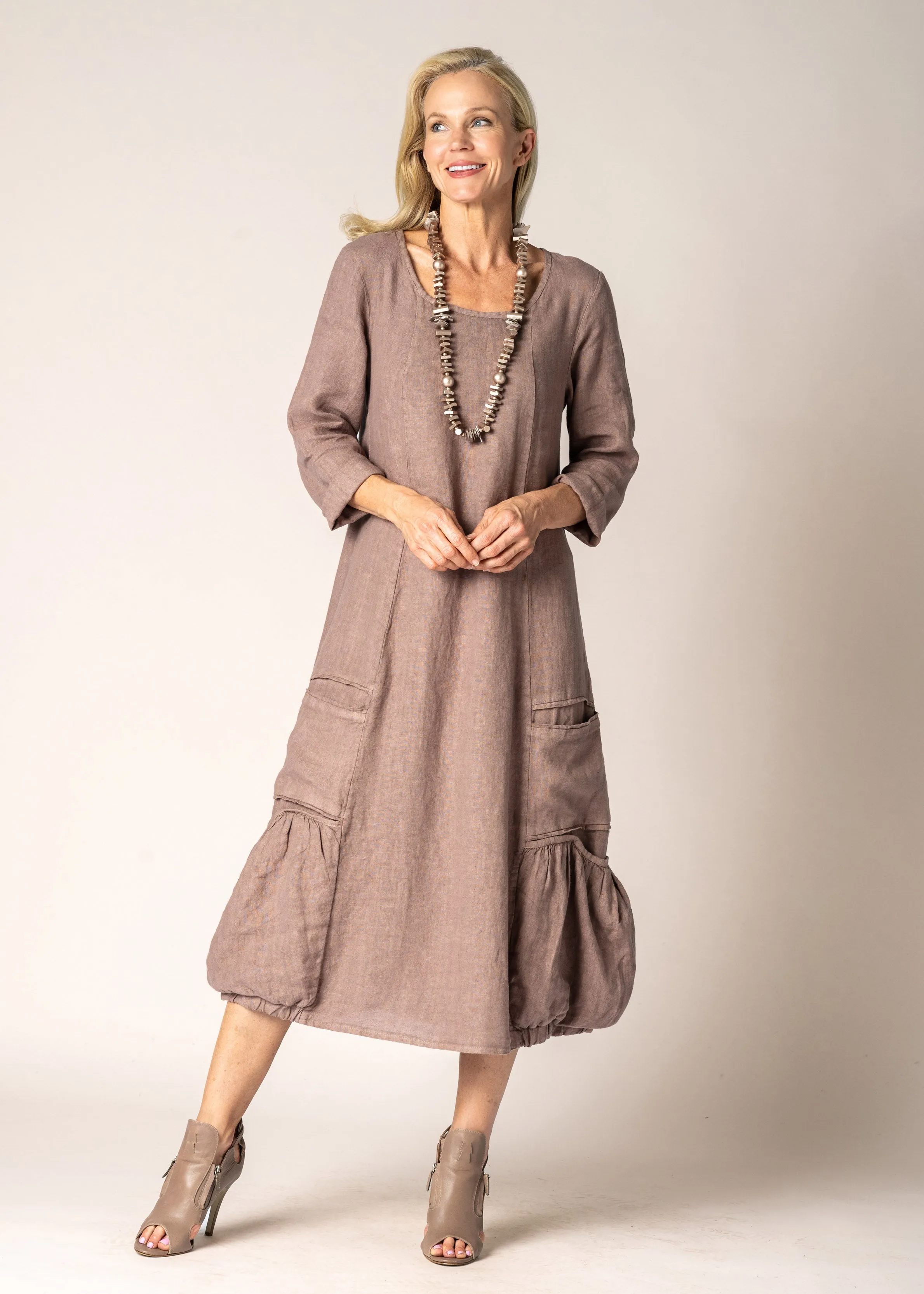 Torina Linen Dress in Milk Chocolate