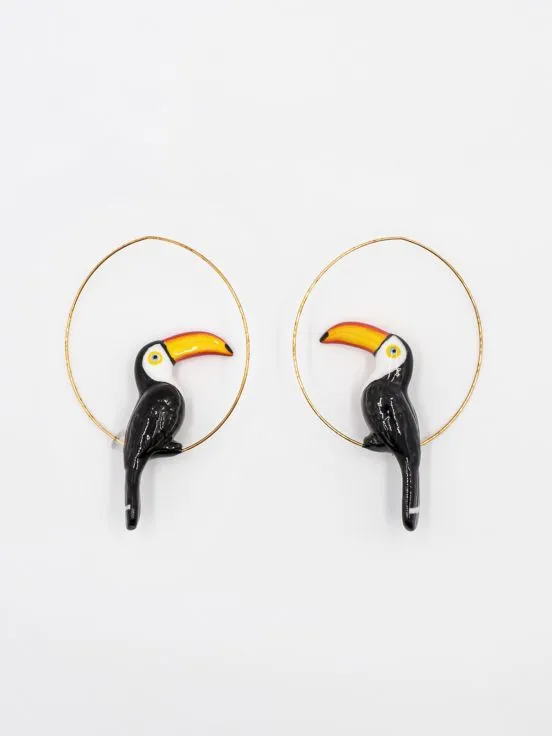 TOUCAN BIRDS HOOP EARRINGS