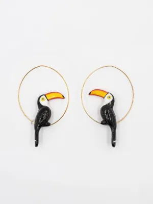 TOUCAN BIRDS HOOP EARRINGS