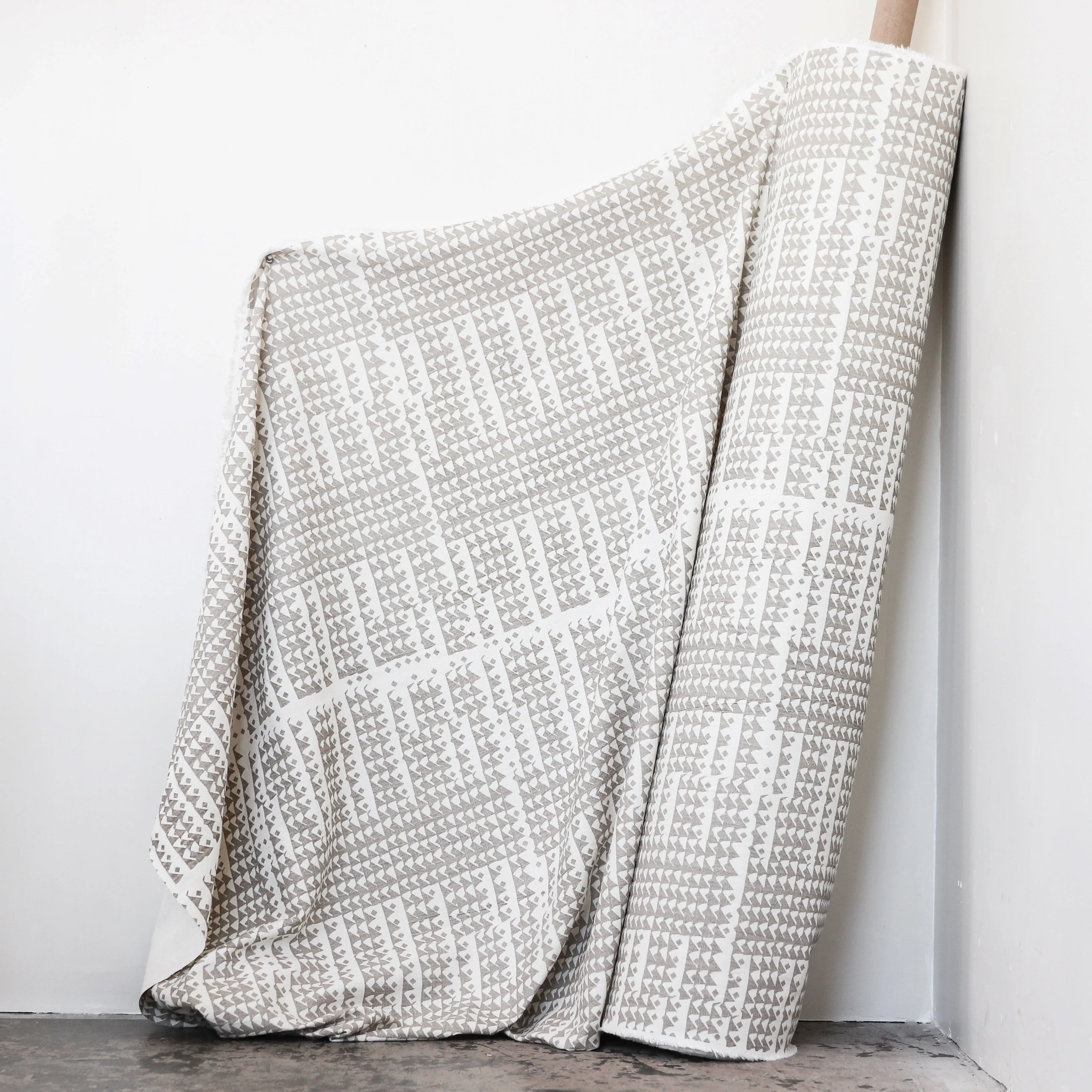 TRIANGLES in FLAX - Fabric by the yard
