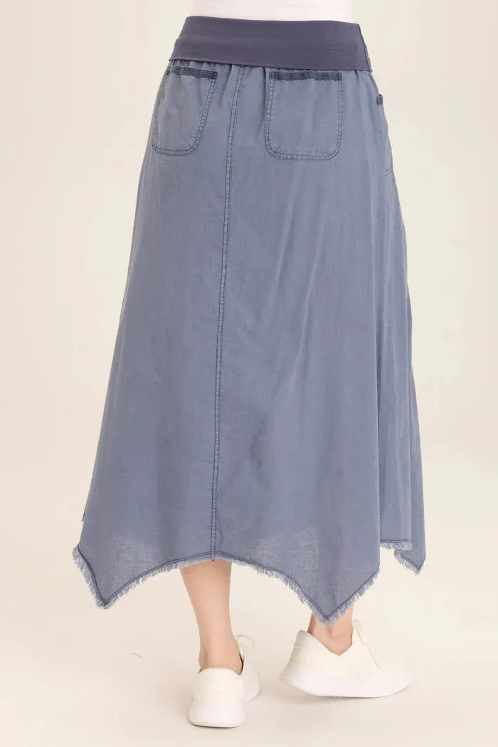 Triste Linen Bohemian Sharkbite Maxi Skirt