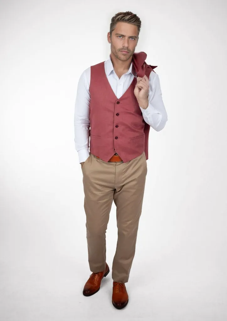 Tuscan Red Linen Vest