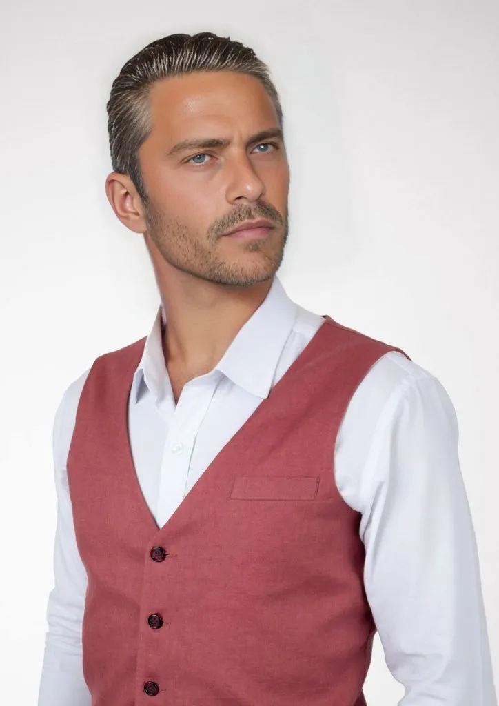 Tuscan Red Linen Vest