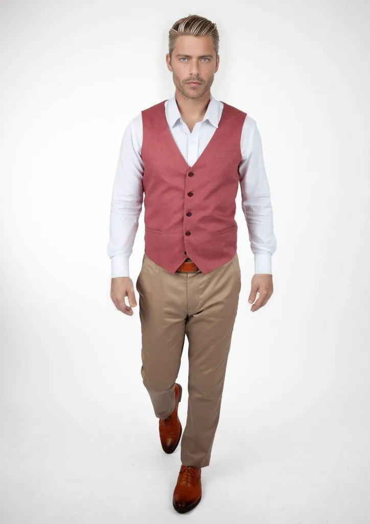 Tuscan Red Linen Vest