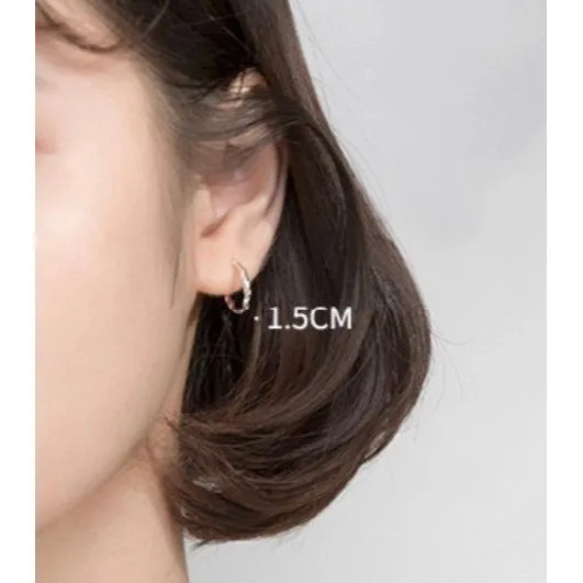 Twist Thin Hoop Braids Huggies Earrings-SH011