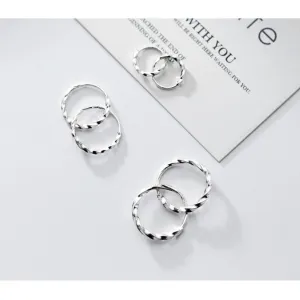 Twist Thin Hoop Braids Huggies Earrings-SH011