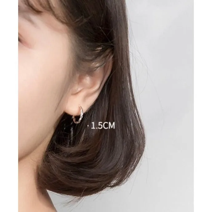 Twist Thin Hoop Braids Huggies Earrings-SH011