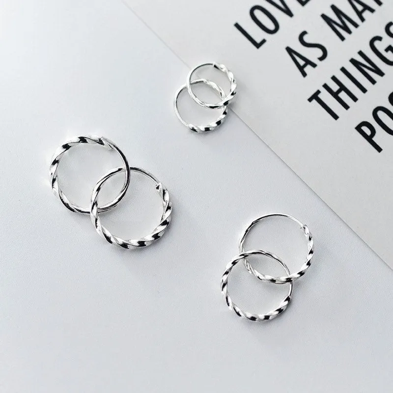 Twist Thin Hoop Braids Huggies Earrings-SH011