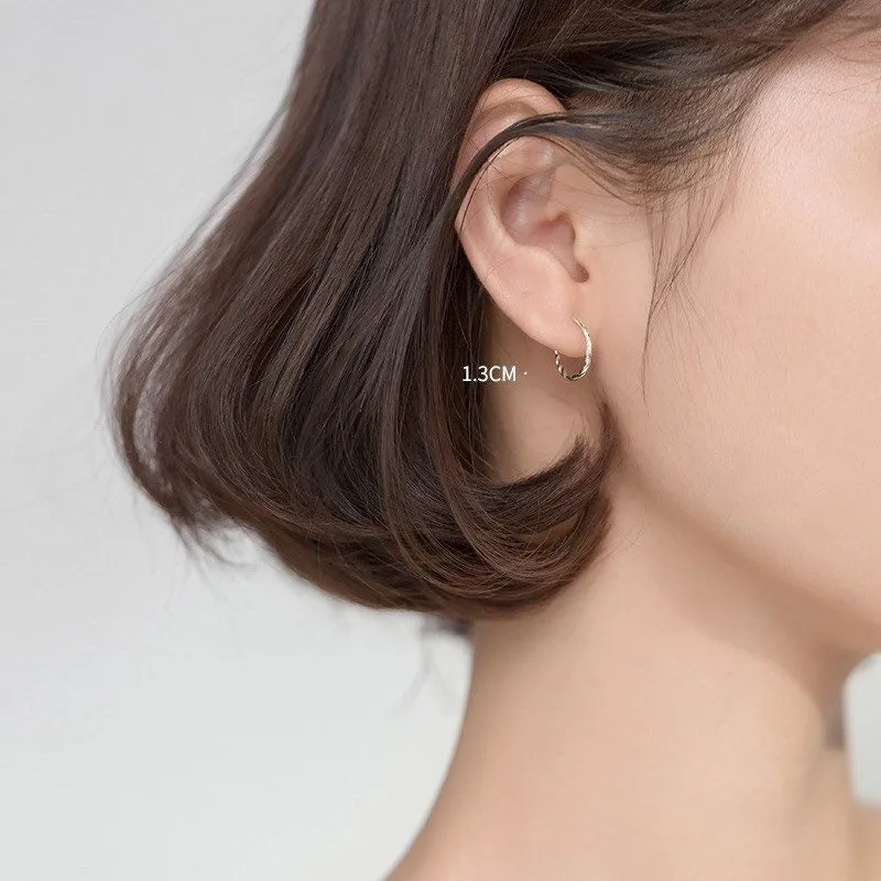 Twist Thin Hoop Braids Huggies Earrings-SH011