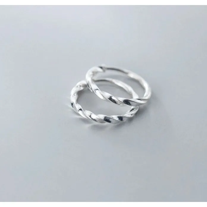 Twist Thin Hoop Braids Huggies Earrings-SH011