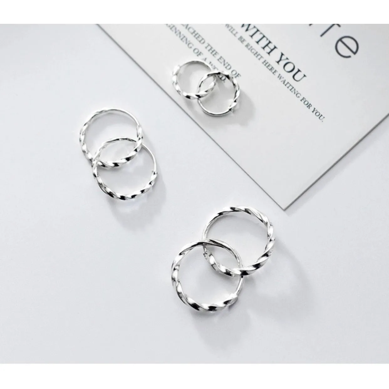 Twist Thin Hoop Braids Huggies Earrings-SH011