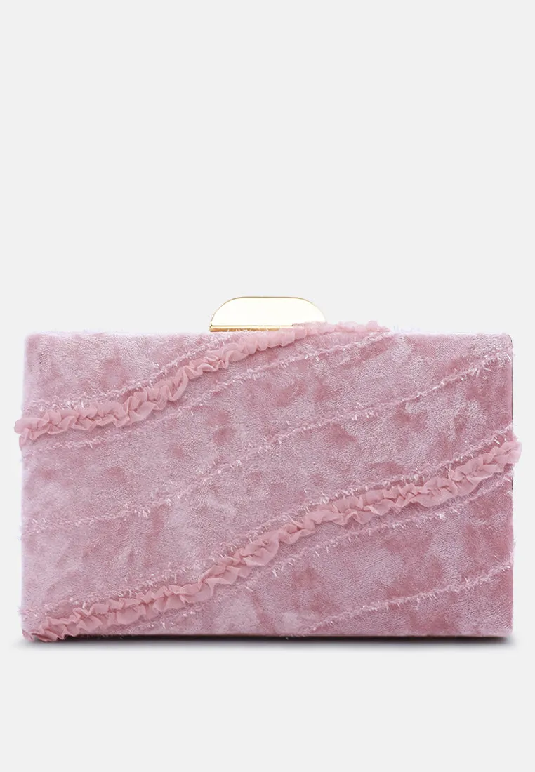 Velvet Ribbon Clutch Bag