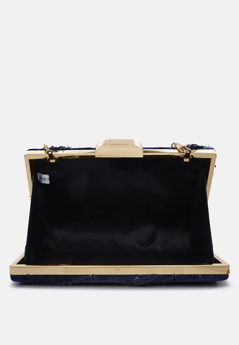Velvet Ribbon Clutch Bag