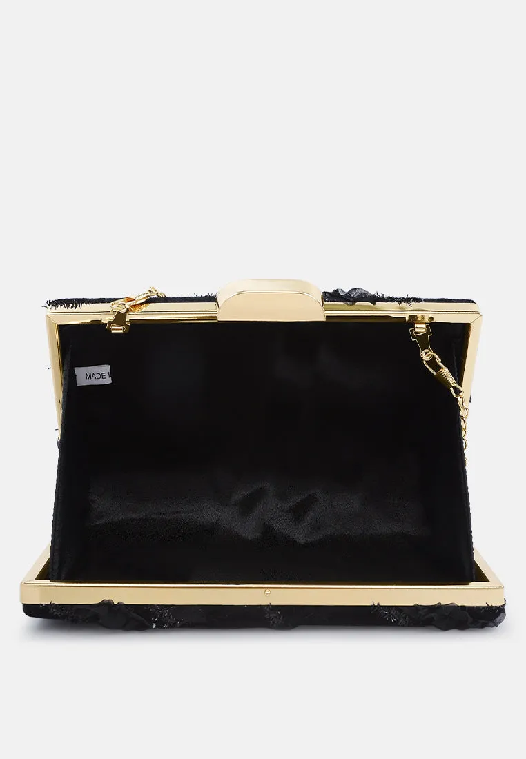 Velvet Ribbon Clutch Bag