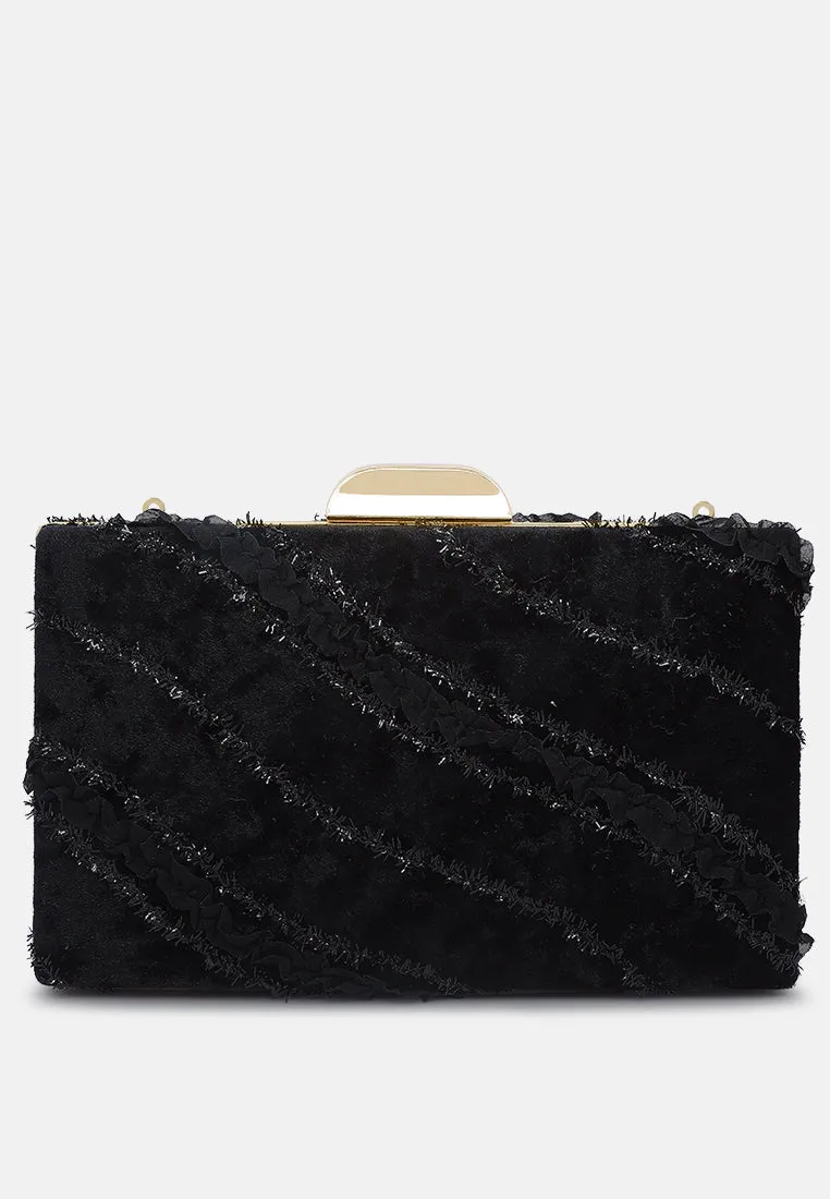 Velvet Ribbon Clutch Bag