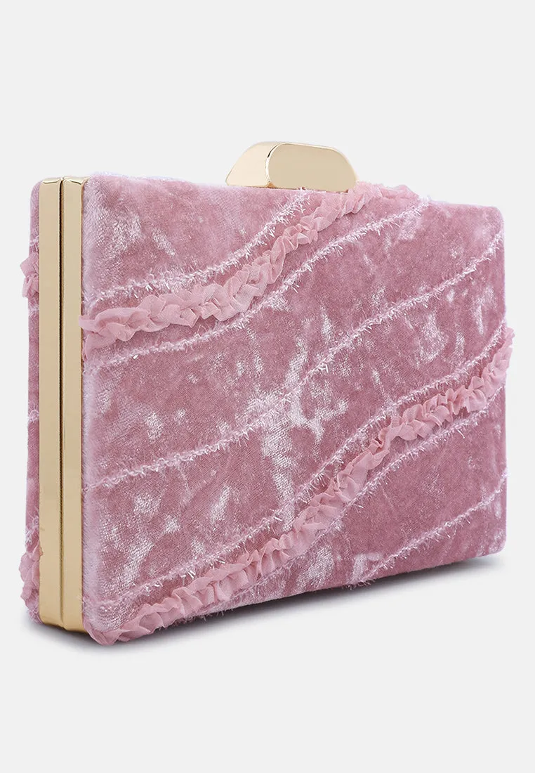 Velvet Ribbon Clutch Bag
