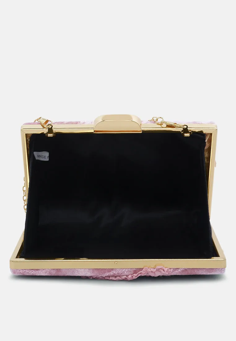 Velvet Ribbon Clutch Bag