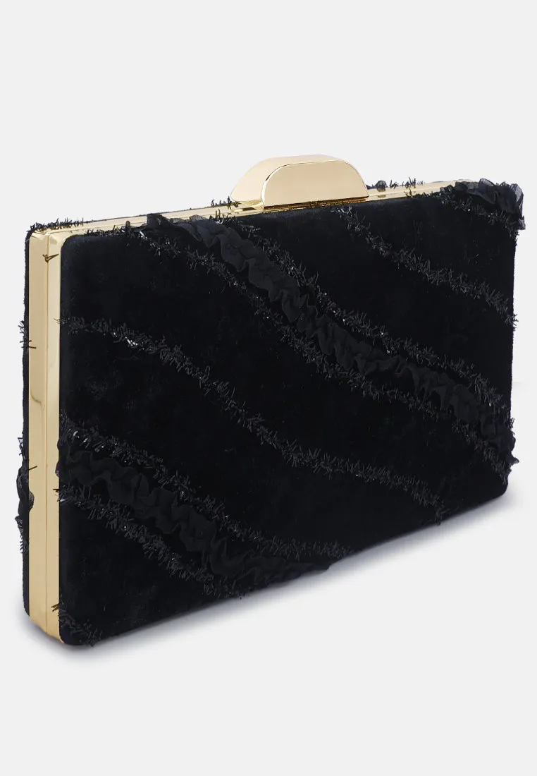 Velvet Ribbon Clutch Bag