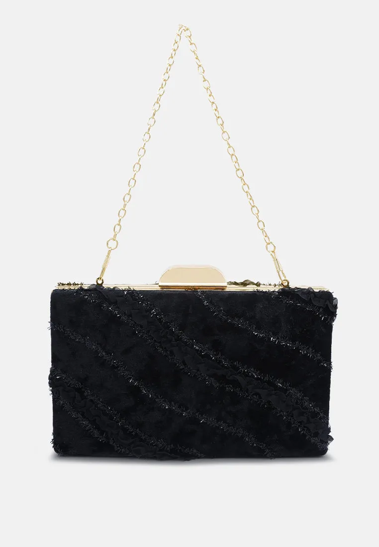 Velvet Ribbon Clutch Bag