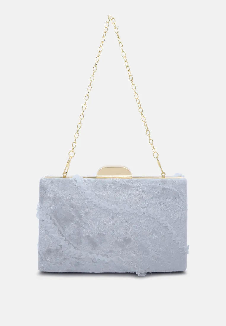 Velvet Ribbon Clutch Bag