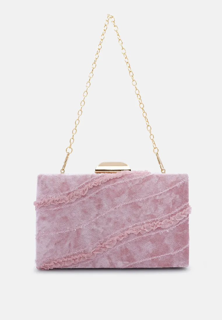 Velvet Ribbon Clutch Bag