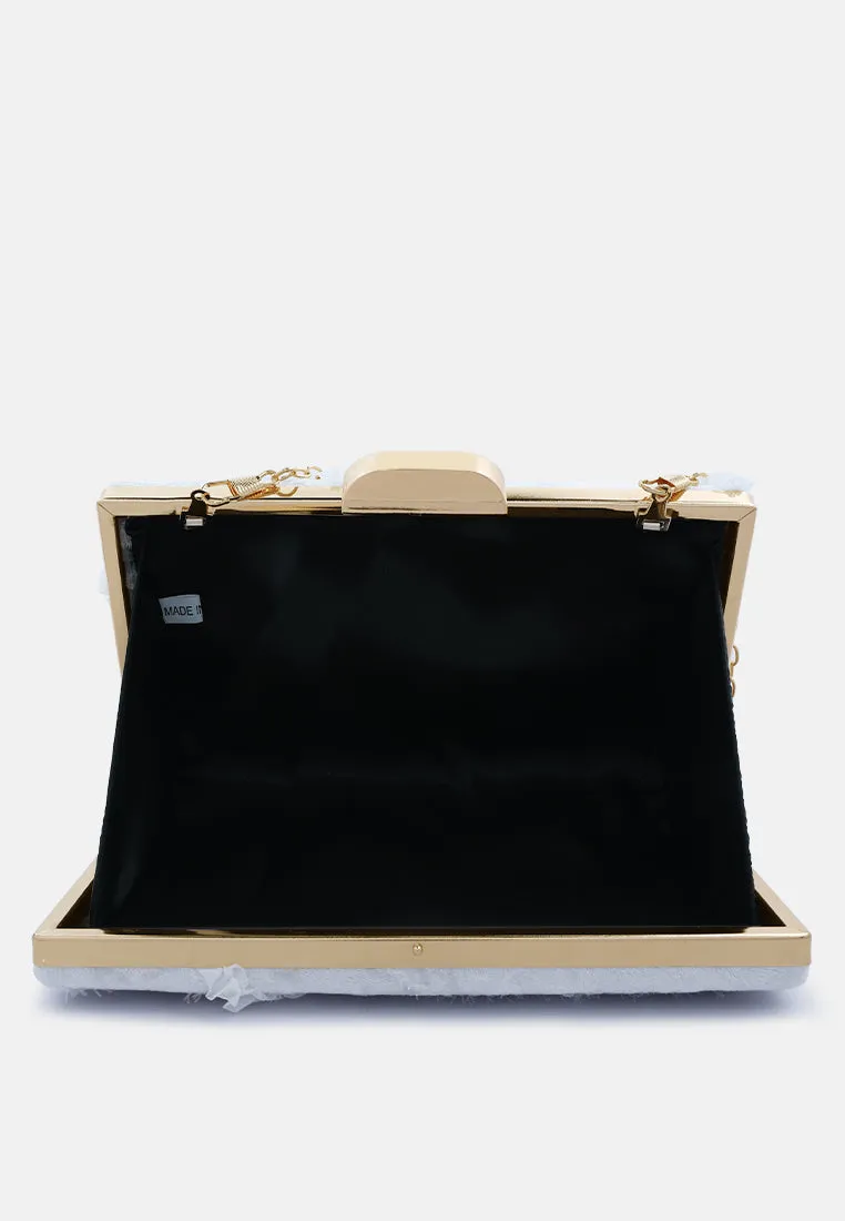 Velvet Ribbon Clutch Bag