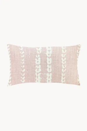 Vines Linen & Cotton Lumbar Pillow - Blush