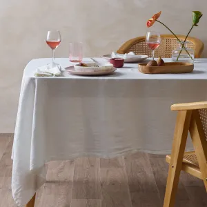 Vintage Design Homewares White Vintage Washed Linen Cotton Tablecloth 150x230cm