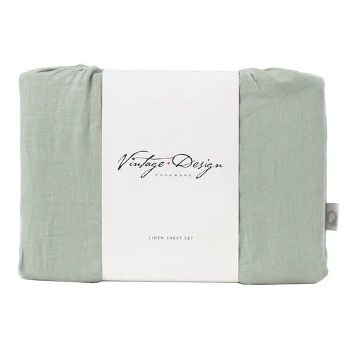 Vintage Design SAGE 100% Linen Sheet Set