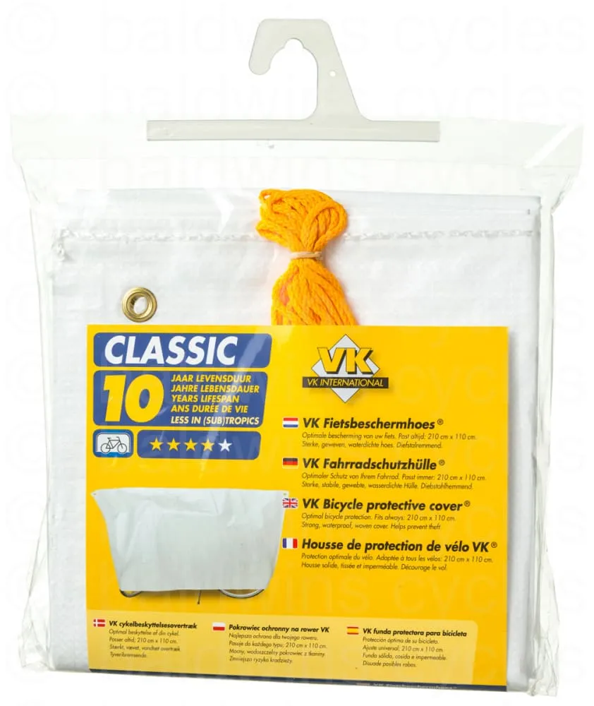 VK "Classic" Waterproof Single Bicycle Cover Incl. 5m Cord - White