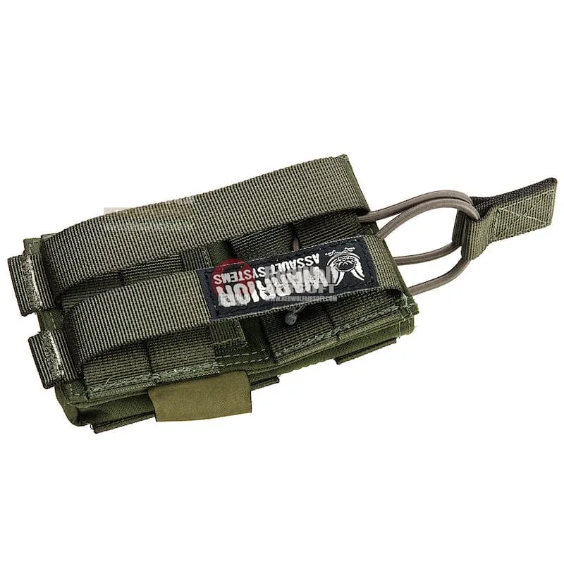 Warrior Assault Systems Single MOLLE Open M4 5.56mm Mag / Bungee Pouch - OD Green
