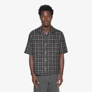 Wavy Linen Short Sleeve Shirt Black
