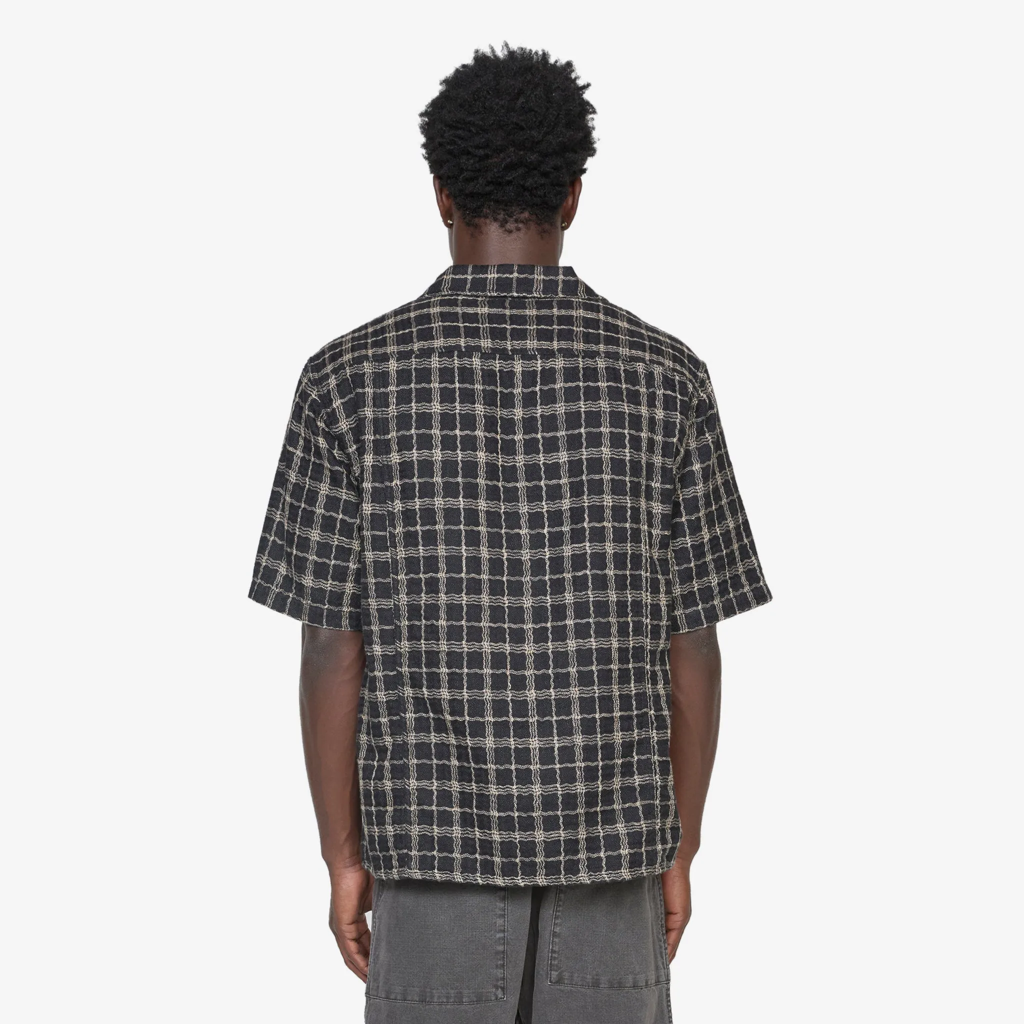 Wavy Linen Short Sleeve Shirt Black