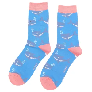 Whales Bamboo Socks in Sky by Miss Sparrow, Size UK 4-7