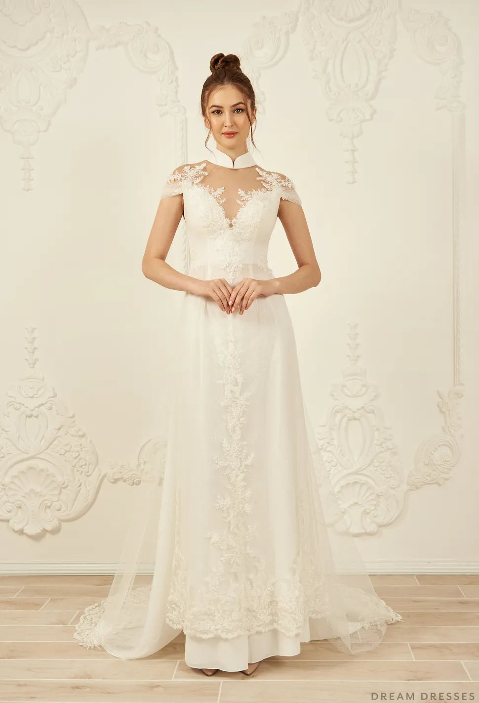 White Bridal Ao Dai | Modern Vietnamese Wedding Dress (#ILIANA)