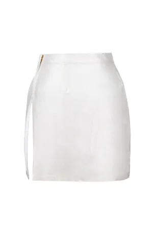 White Slit Pure Silk Skirt
