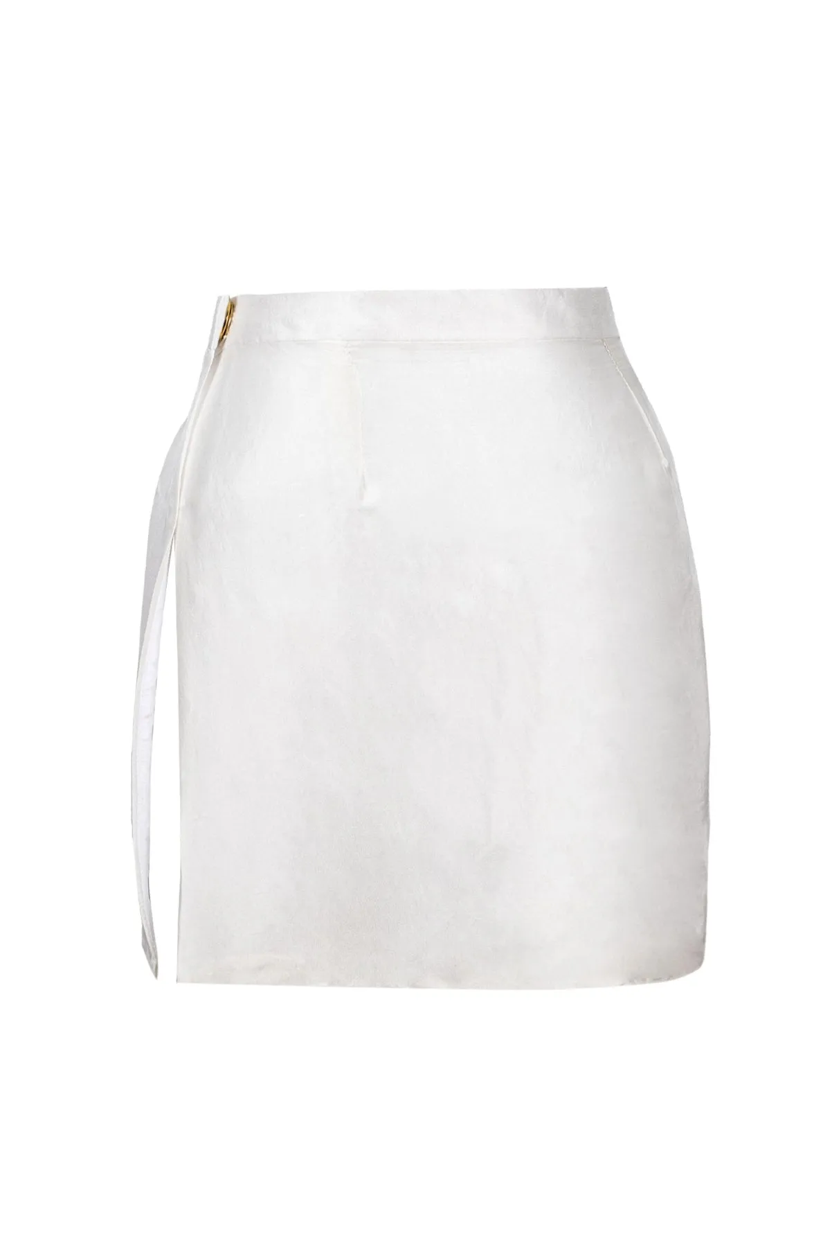 White Slit Pure Silk Skirt
