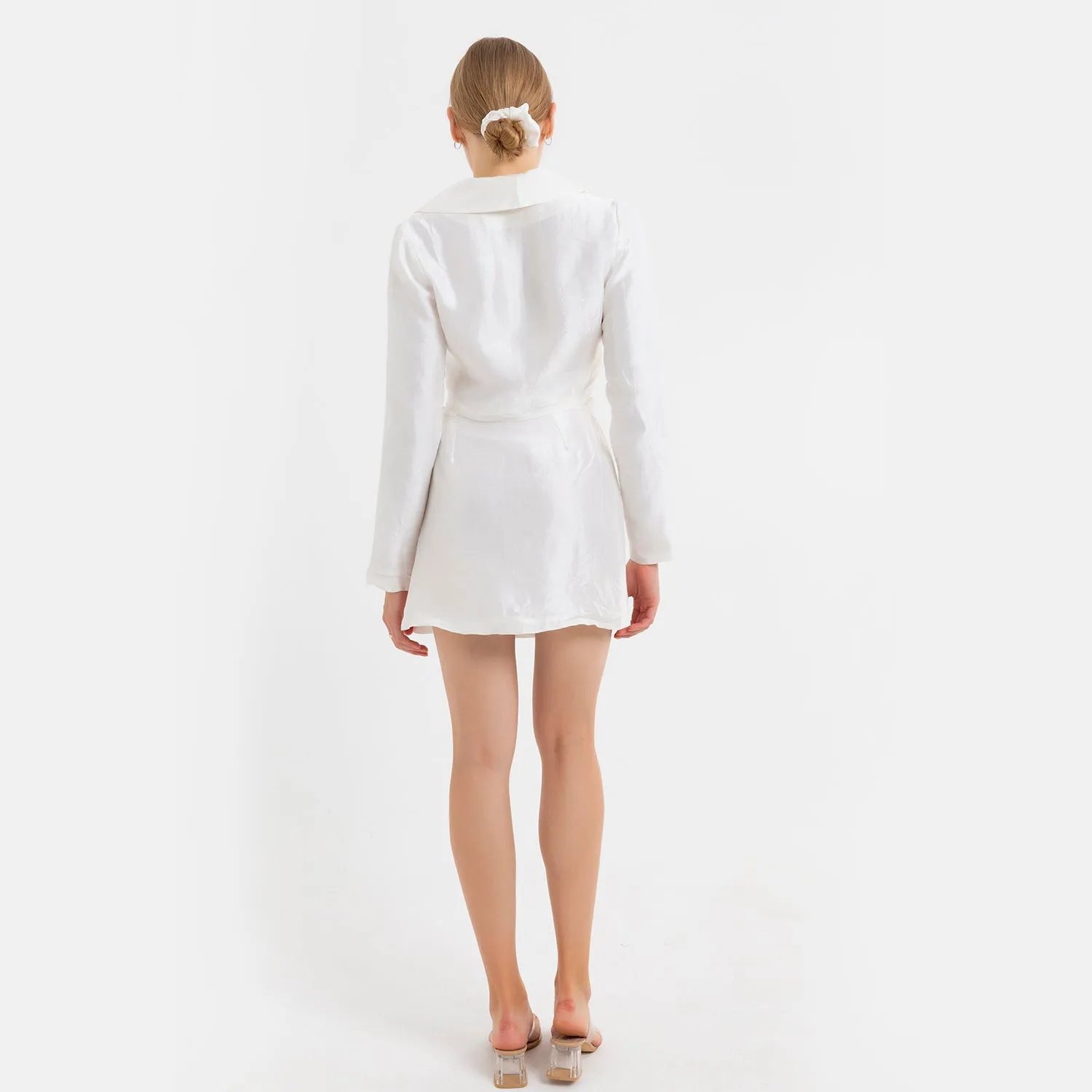 White Slit Pure Silk Skirt