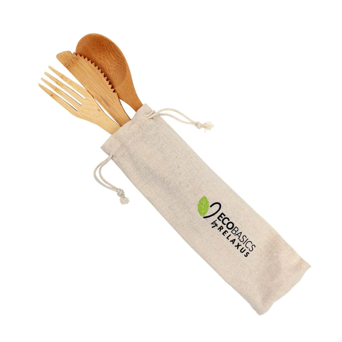 Wholesale Reusable Bamboo 3-Piece Cutlery Set - Displayer of 12