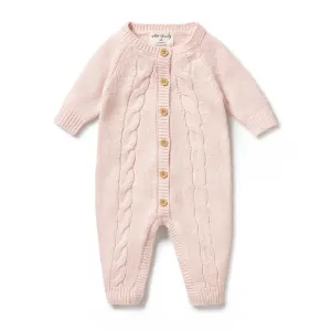 Wilson   Frenchy Knitted Cable Growsuit - Pink