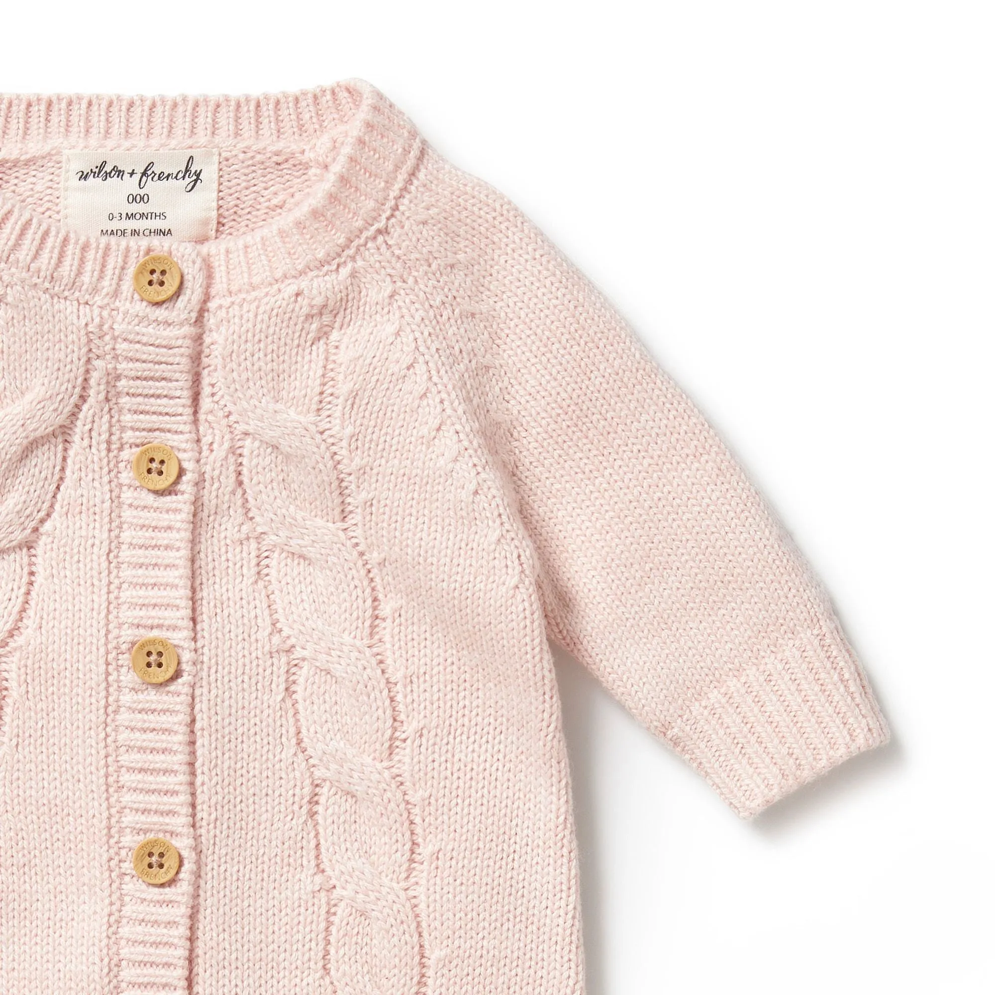Wilson   Frenchy Knitted Cable Growsuit - Pink