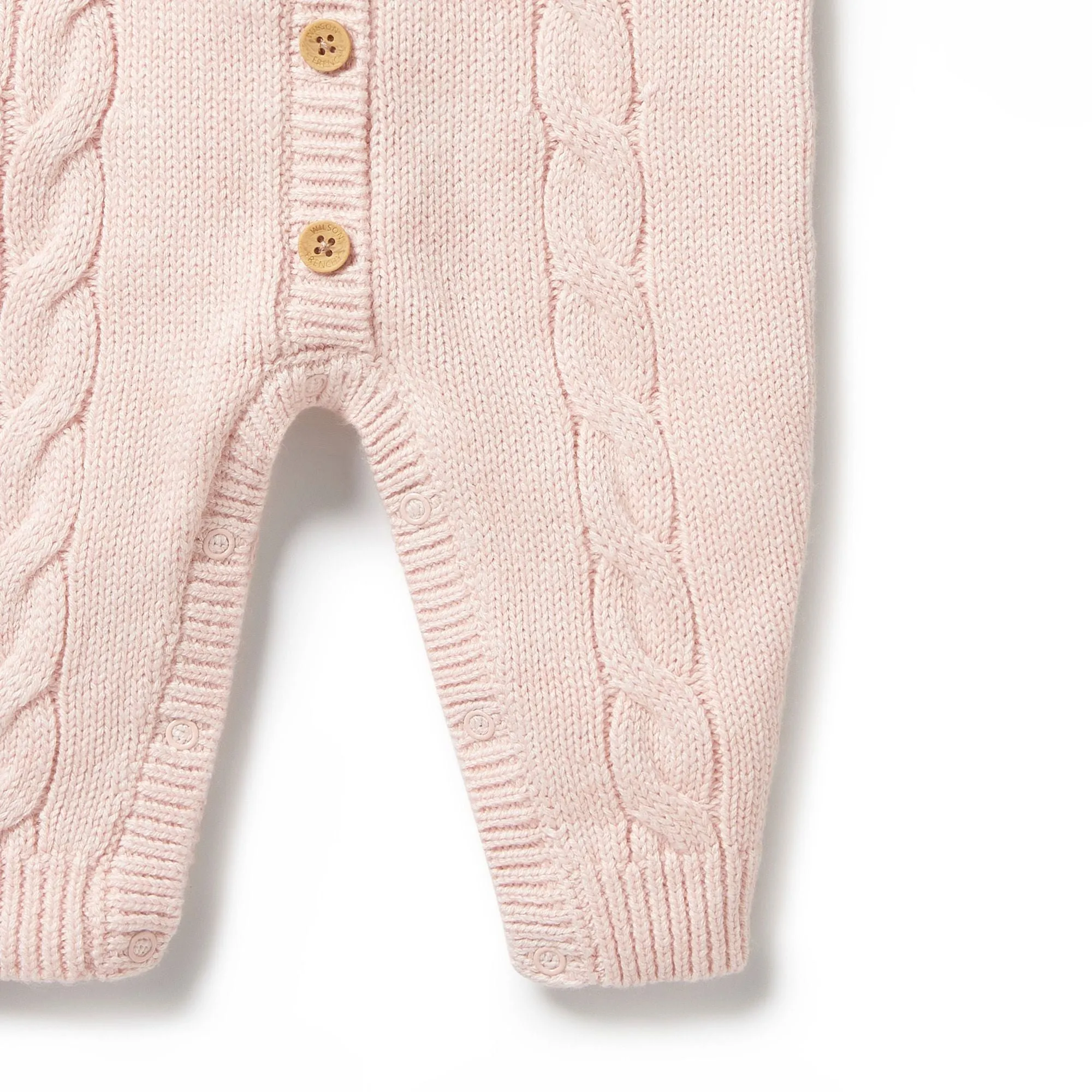 Wilson   Frenchy Knitted Cable Growsuit - Pink
