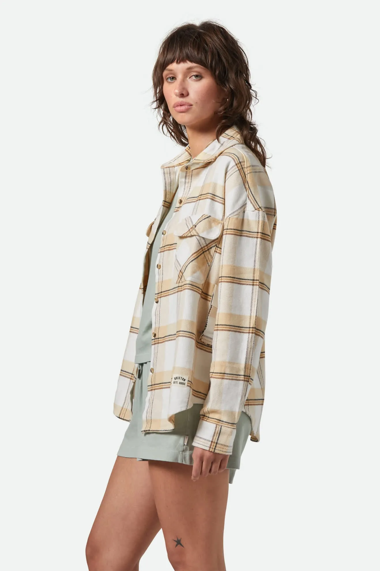 Womens  Bowery Classic Flannel | Off White/Semolina/Washed Copper