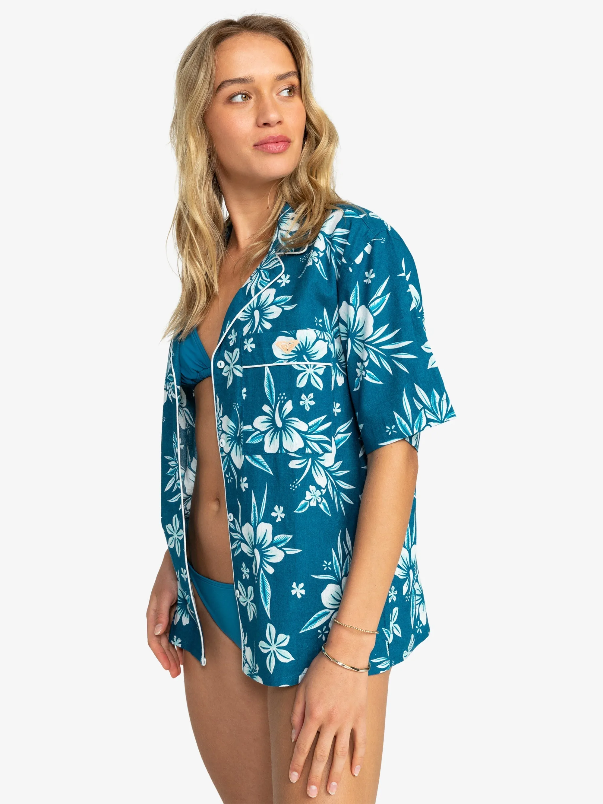 Womens Mai Tai Button Up Short Sleeve Shirt