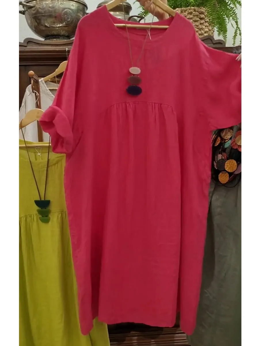 Women's Pocket Cotton and Linen Dress