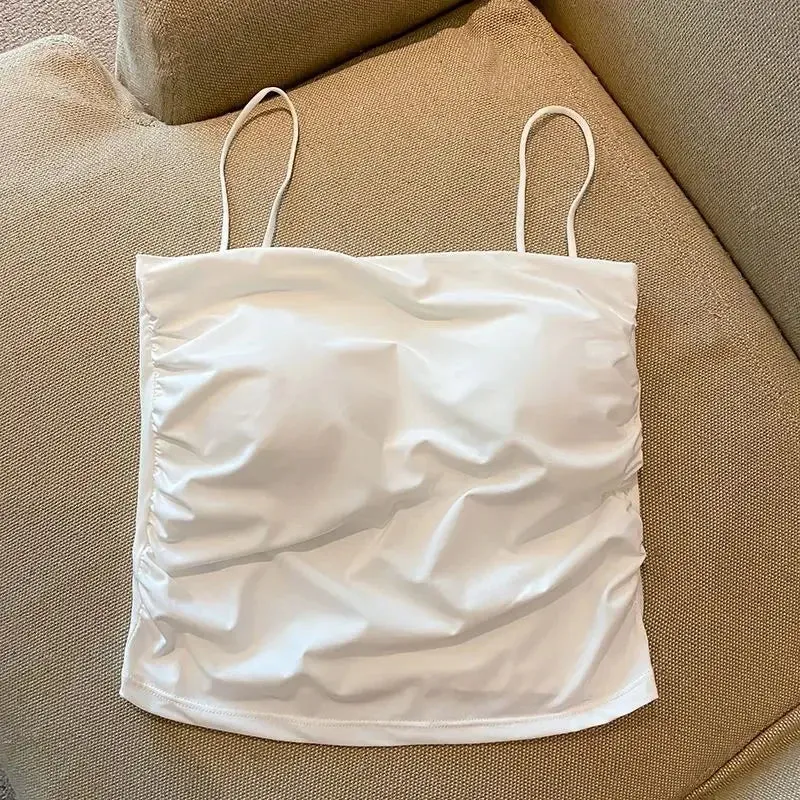 Women's Summer Ice Silk Camisole with Chest Pad, Anti - light, Ideal as Underwear or Short Top