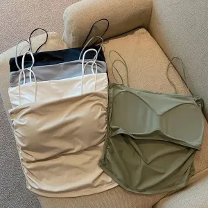 Women's Summer Ice Silk Camisole with Chest Pad, Anti - light, Ideal as Underwear or Short Top