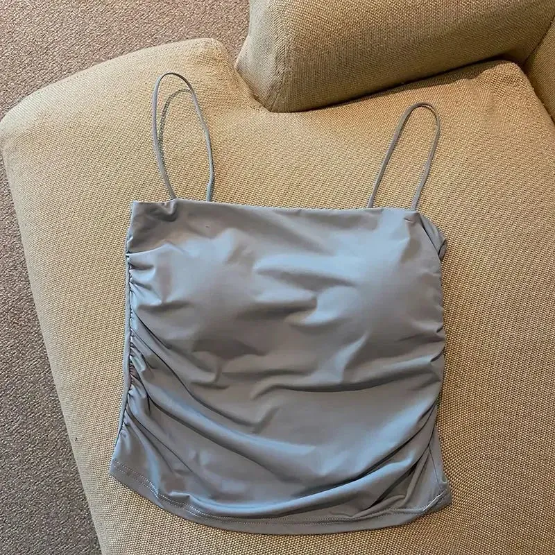 Women's Summer Ice Silk Camisole with Chest Pad, Anti - light, Ideal as Underwear or Short Top