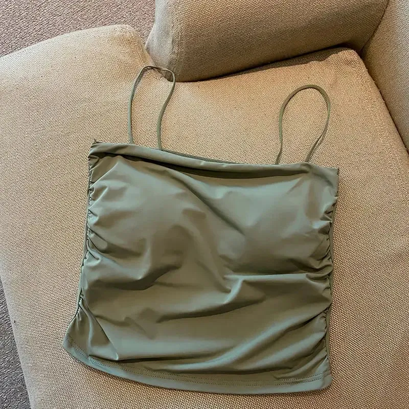 Women's Summer Ice Silk Camisole with Chest Pad, Anti - light, Ideal as Underwear or Short Top